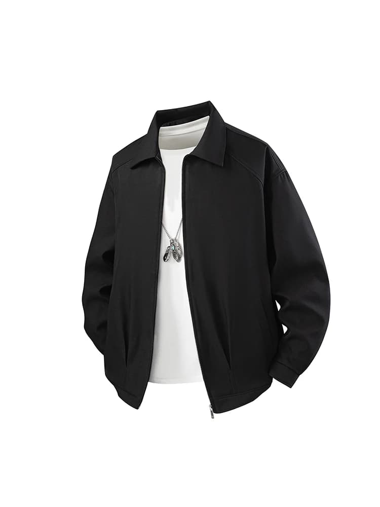 Giacca con colletto ribaltabile in tinta unita, stile semplice, casual da uomo, versatile, per l'inizio dell'autunno, nuovo arrivo, stile Harajuku