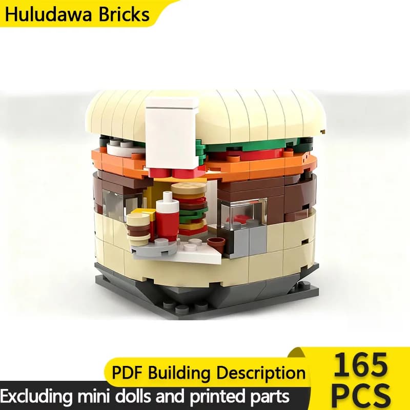 City Street View Model MOC Building Brick Burger Restaurant Stand Modular Technology Children Holiday Gifts Assemble Toys Suit