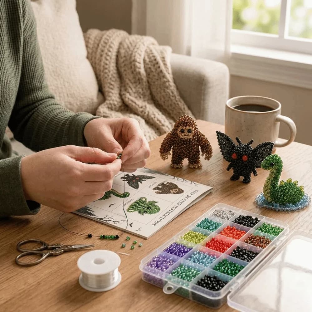 Handmade DIY Animal Bead Embroidery Kit Colorful Mini 3D Bead Pet Keychain Making Kit Educational Tiny Animal Crafting Set