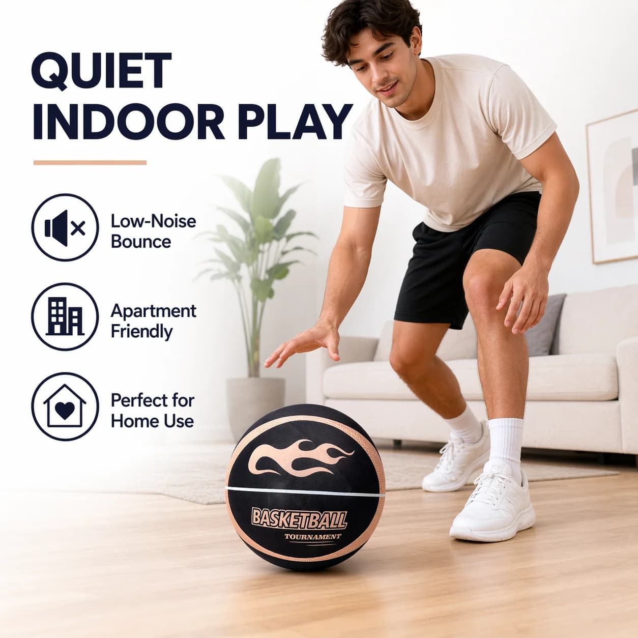 Pallone da Basket Silenzioso con Rivestimento in Tessuto, Misure 3, 5, 7, per Allenamento Indoor, Alta Elasticità, Schiuma Morbida, Senza Rumore, per Casa, Palestra, Dormitorio