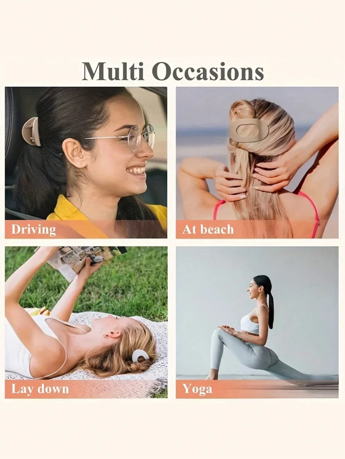 6 fermagli per capelli piatti alla moda in stile alligatore per donna, fermagli a becco d'anatra versatili per guida, yoga, spiaggia
