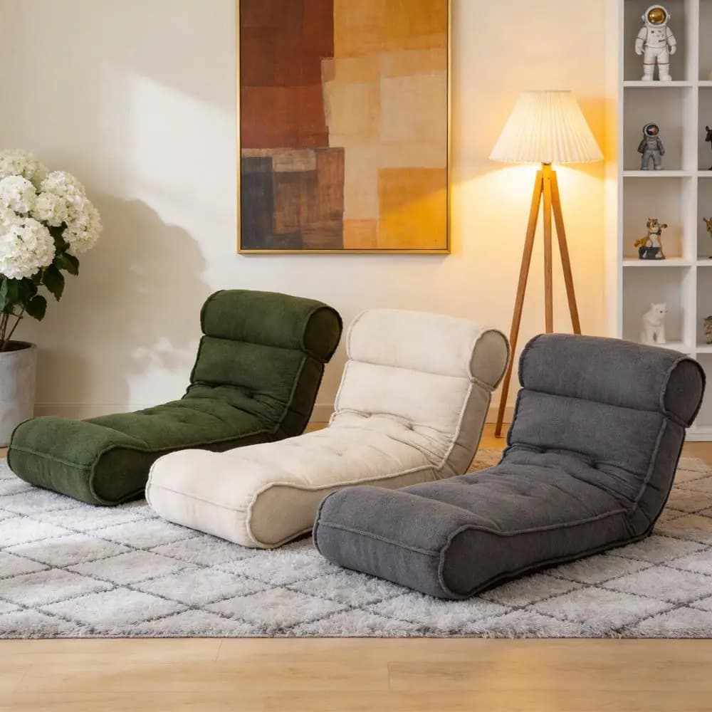 Poltrona Reclinabile Regolabile, Divano Letto Imbottito in Schiuma, Chaise Longue a 5 Posizioni, Sedia da Gaming, Divano Pieghevole per Meditazione