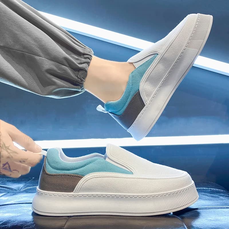 Scarpe da uomo in tela, nuovo stile estivo, suola spessa antiscivolo, scarpe basse casual, facili da indossare, sneakers alla moda.