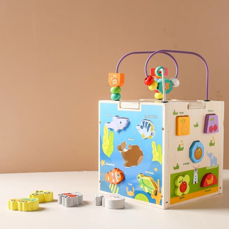 Giocattoli Montessori in legno Labirinto per bambini Cerchi intorno a perline Forma di abbaco Accoppiamento Puzzle Apprendimento precoce Blocchi educativi Giocattolo Regalo per bambini
