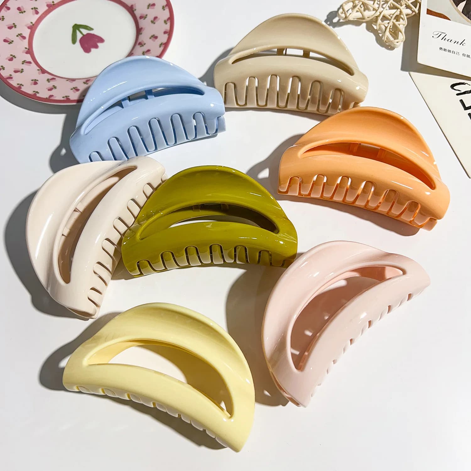 Nuova Molletta per Capelli a Mezzaluna con Rivestimento UV, Elegante Accessorio per Capelli da Donna, Fermaglio Antiscivolo in Silicone a Mezzaluna, Mollette e Fermagli per Capelli