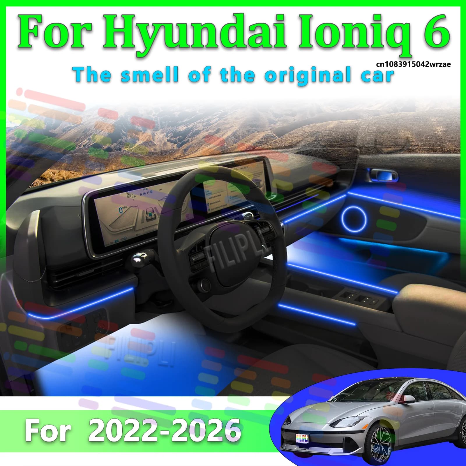 Luci Ambientali LED per Hyundai Ioniq 6 NE 2026, Illuminazione Atmosferica Colorata, Striscia Neon per Interni Auto, Controllo App, 64 Luci RGB