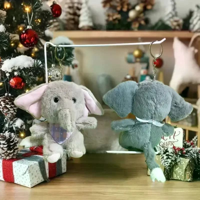 Portachiavi con elefante in peluche con ciondolo per borsa; Simpatico peluche per bambola di cartone animato; Portachiavi morbido; Decorazione vibrante per appendere lo zaino
