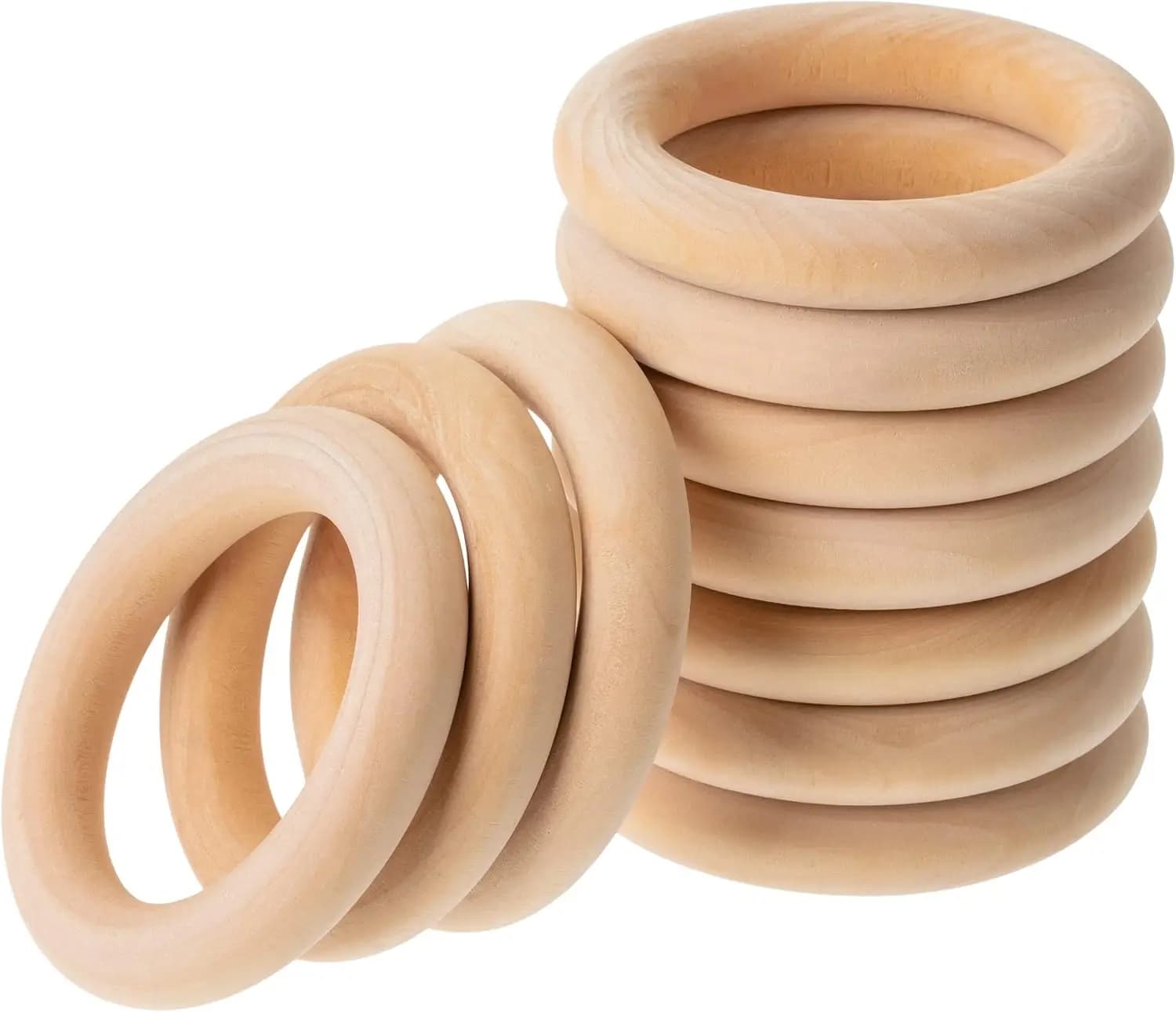Wooden Rings for Crafts, Unfinished Wood Rings | Macrame Wooden Rings for DIY Jewelry, Wind Chimes, Plant Hanging