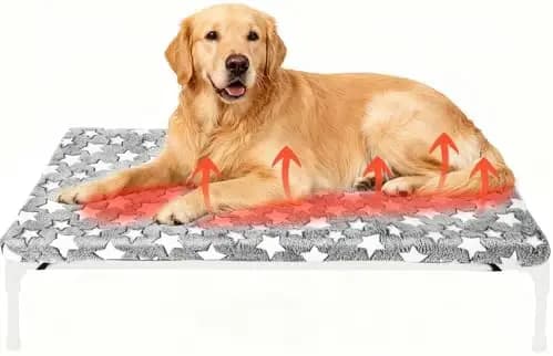 Clysee Cuccia Autoriscaldante per Cani 42"x26" - Materassino Rialzato in Peluche, Lavabile, Antiscivolo con Cinghia
