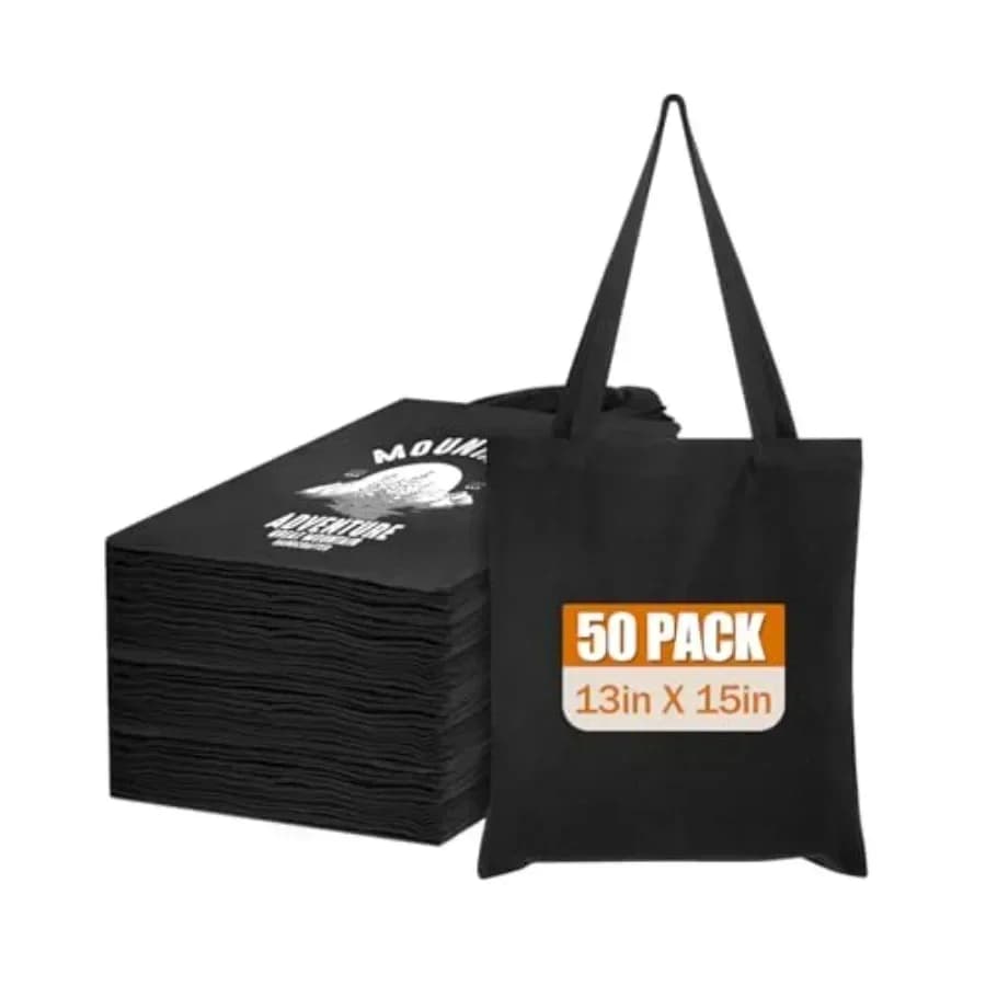 Lzerking Canvas Tote Bag Bulk for DIY Projects, 13x Inch Tote Bags for Grocery Shopping, 10oz Machine Washable Fabric