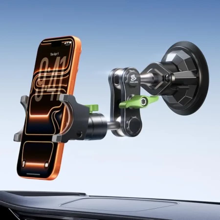 Supporto per Telefono da Auto Ultra-Resistente in Metallo, Rotazione a 360° ° Supporto per cellulare da auto con rotazione e ventosa per parabrezza C