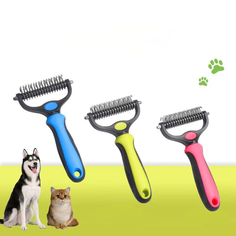 1pc Double-sided Spazzola per cani Pet Hair Remover Pettine per gatti Per gatti Cani Capelli lunghi Capelli corti Pet Grooming Spazzola per la cura Rimuovere sottopelo