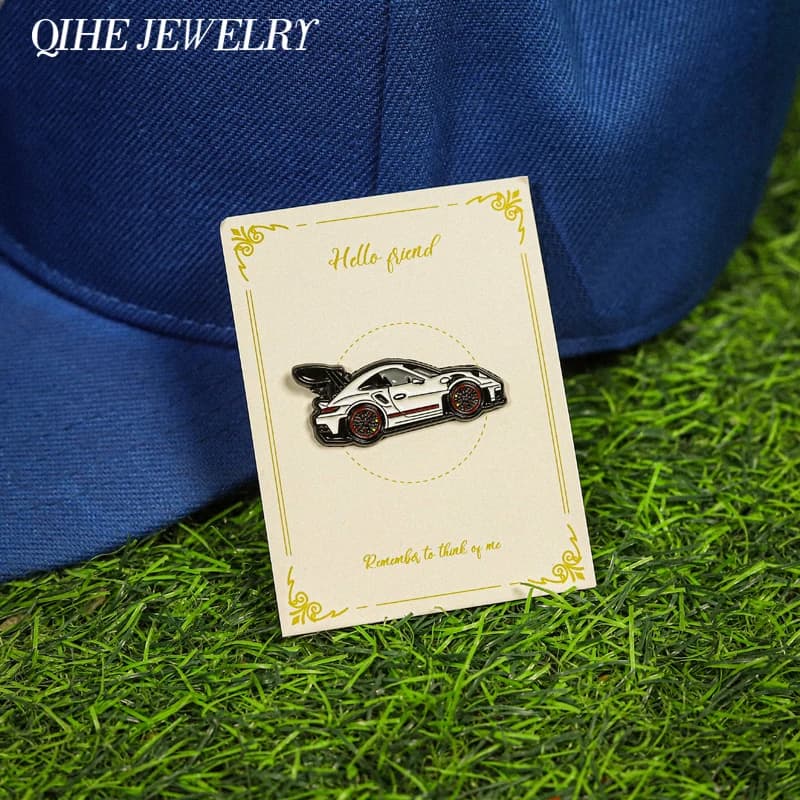 Cool Sport Car Badge Golf Ball Hat Clips Metal Pins Glazed Retro Porsche GT3RS Shape Golf Beret Basketball Hat Clip Pattern Jewelry