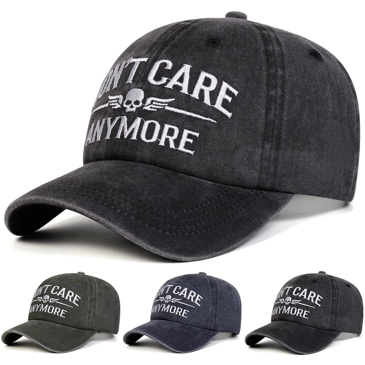 Unisex Baseball Hats with Embroidery 'DONT CARE ANYMORE', Adjustable, for Spring and Autumn, Solar Protection, Casual Sports Hat