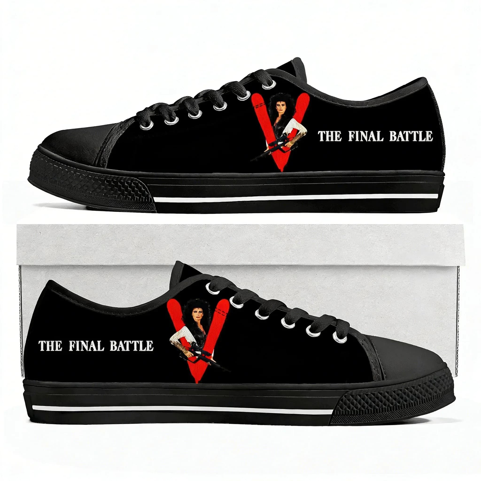 V 1984 TV series Low Top Sneakers Mens Womens Teenager High Quality Jane Badler Canvas Sneaker couple Casual Shoes Custom Shoe