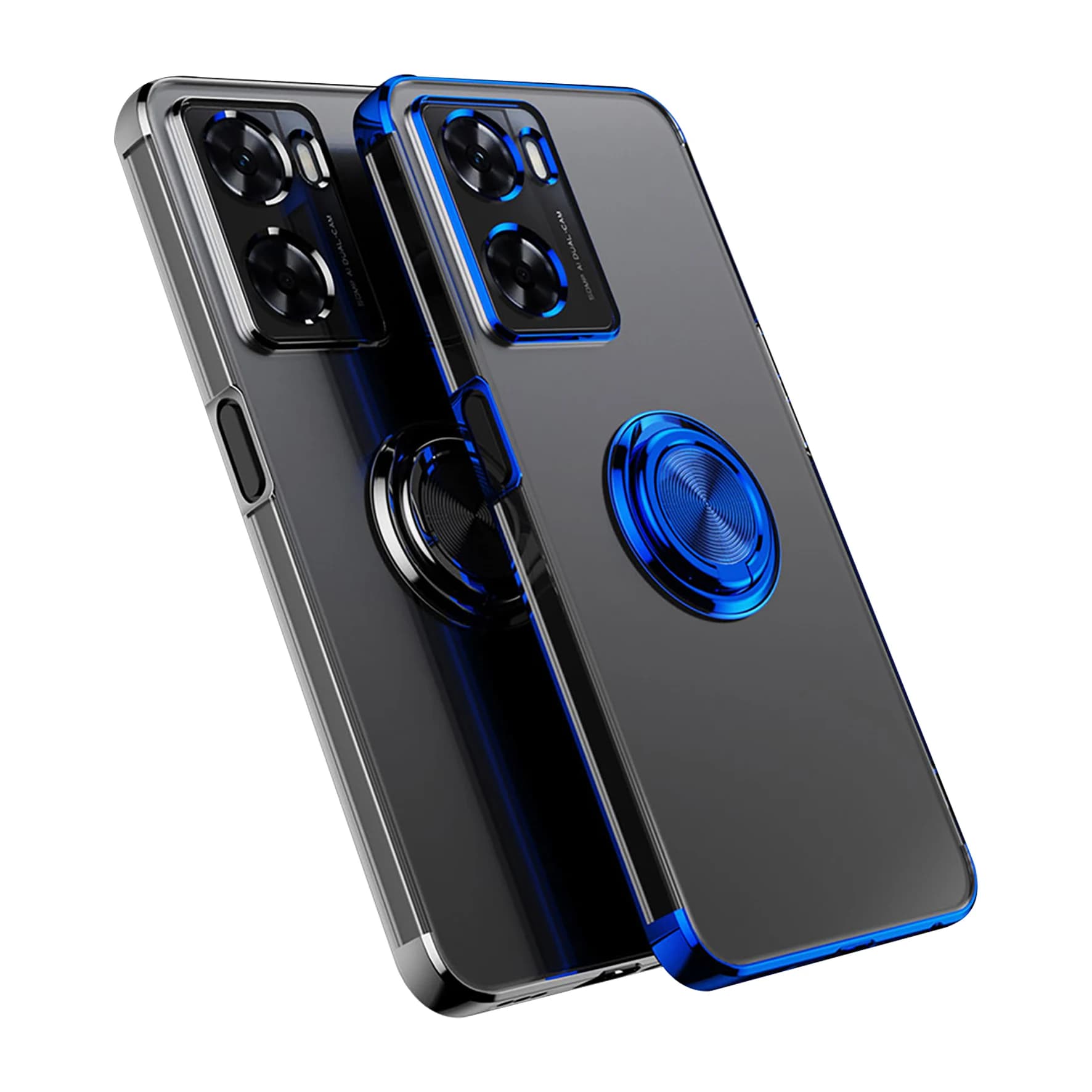 Custodia Magnetica Sottile e Trasparente per Telefono OPPO A57 A57S Reno 13F con Anello Metallico e Supporto