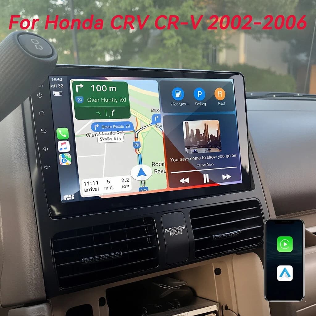 Autoradio Android 16 con Carplay e GPS per Honda CR-V CRV 2 2002-2006, Lettore Multimediale Video 2 Din con Navigazione Stereo
