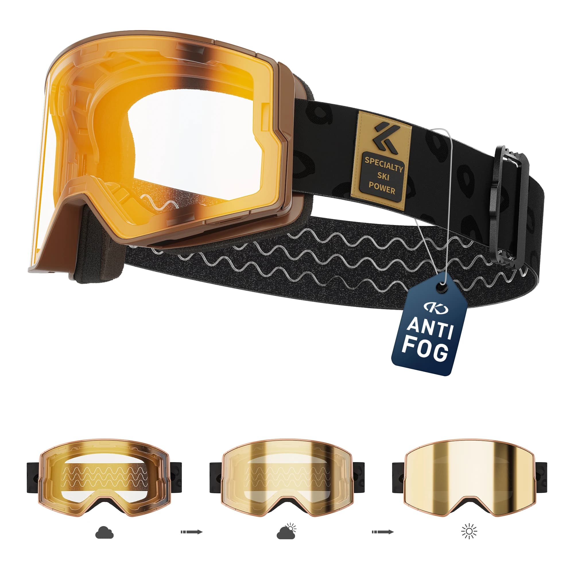 KAPVOE Occhiali da sci fotocromatici per esterni caldi Sport sulla neve invernali per occhiali da neve unisex Lenti UV400 magnetiche antiappannamento Snowboard