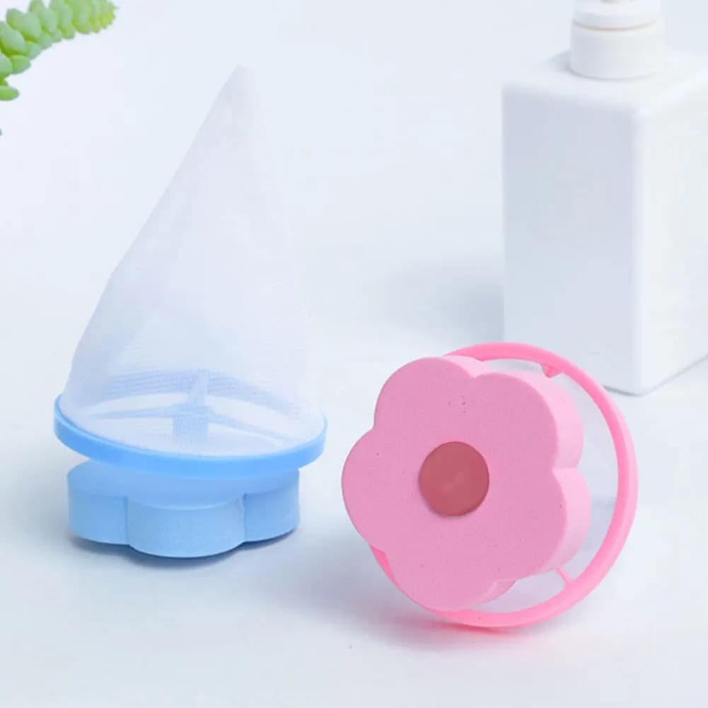 Washing Machine Fur Harvest for Pets Reusable Flower Shaped Hair Filter Mesh Bag for Home Use for Dog and Cat Fur Collar