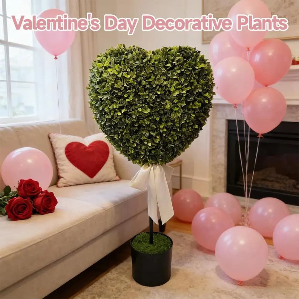 Artificial Heart Shape Plants 75CM, Simulate Vase Plant Ornaments for Home Decorations, Party, Valentine's Day and Weddings