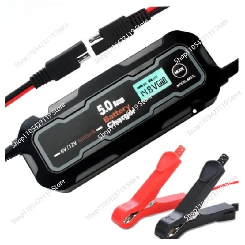 Caricabatterie Intelligente ad Alta Potenza 6V 12V 5A con Riparazione a Impulsi per Batterie Auto al Piombo-Acido AGM