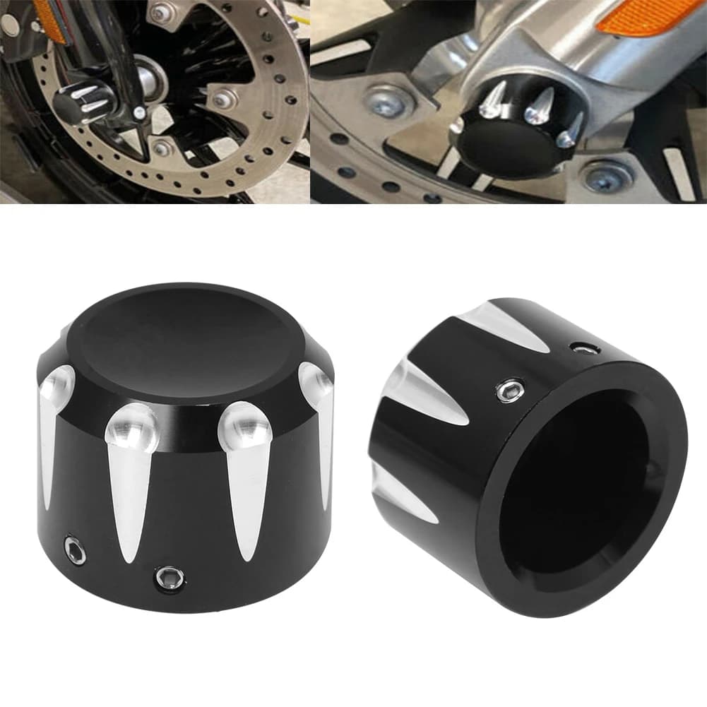 1 paio di tappi di copertura per dadi dell'asse anteriore nero per moto per Harley Touring Trike Road King Street Glide per Softail Dyna
