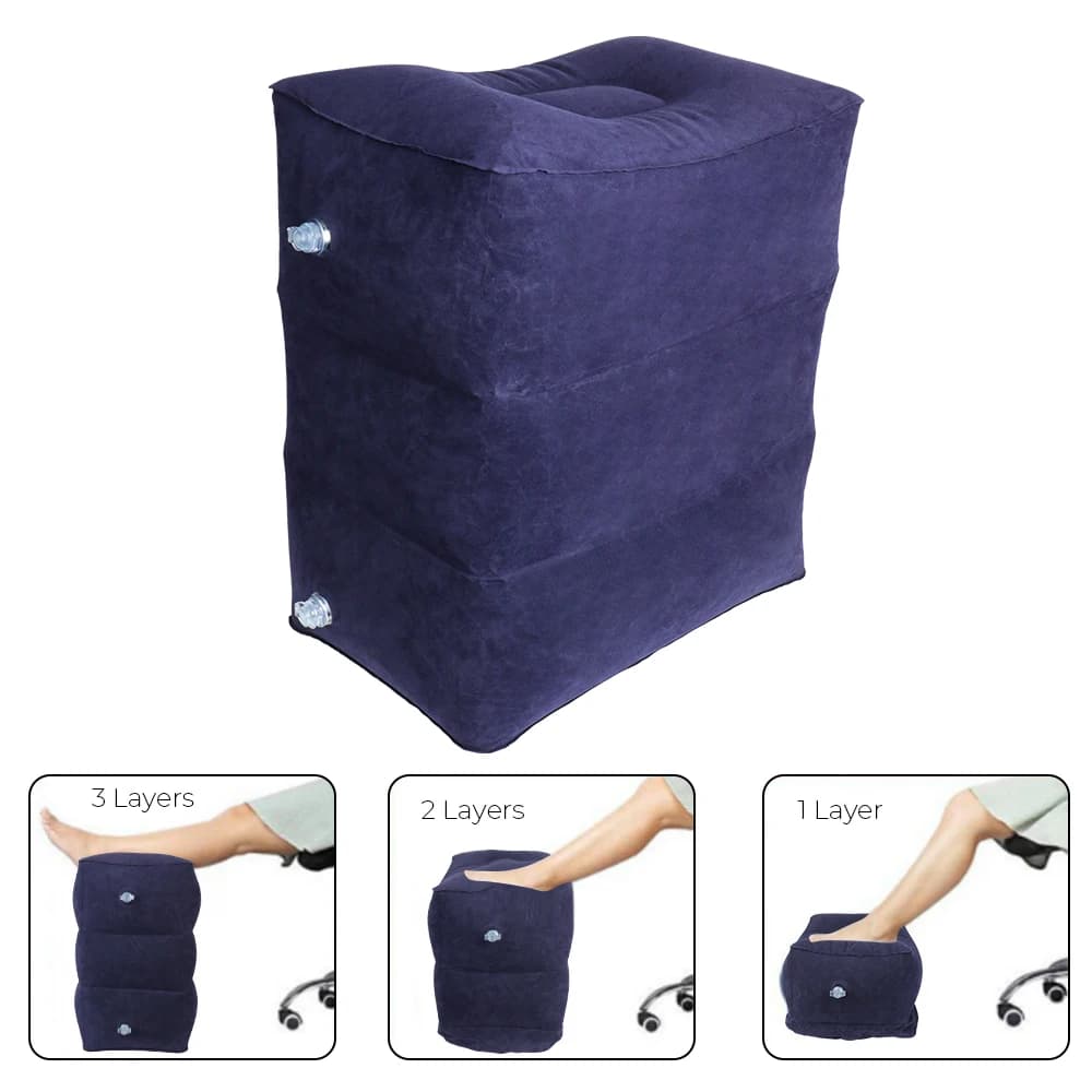 Cuscini per poggiapiedi da viaggio supporto per gambe gonfiabile a 3 strati regolabile alto su cuscini per auto in aereo poggiapiedi 220V 150W pompa elettrica