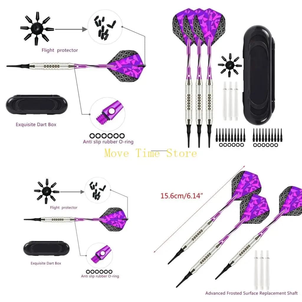 92ME 3Pcs/pack 18g Soft Tip Darts Sets Standard PET Flight, Aluminum Darts Shafts Plastic Tip with Storage Box for Beginners