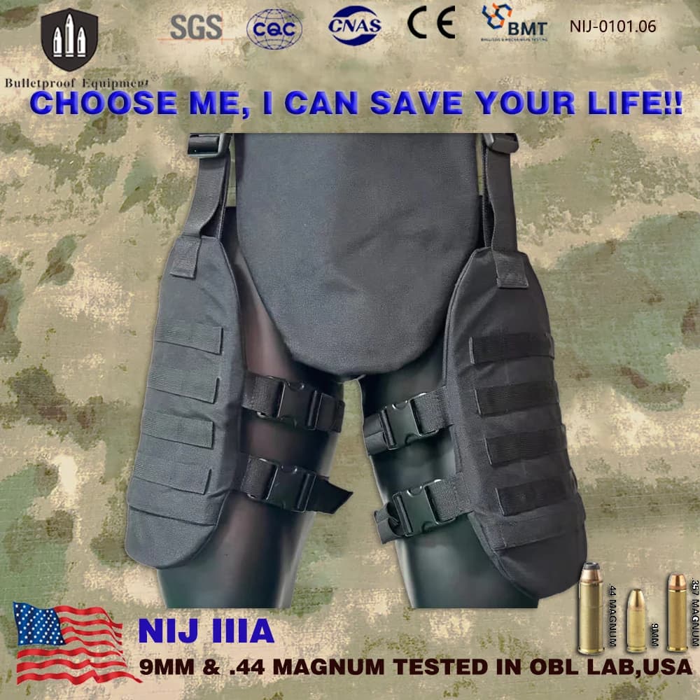 Real Level NIJ IIIA PE Soft Ballistic Panel Custom Full Tactical Legguard IIIA 3A Leg Protection Carrier