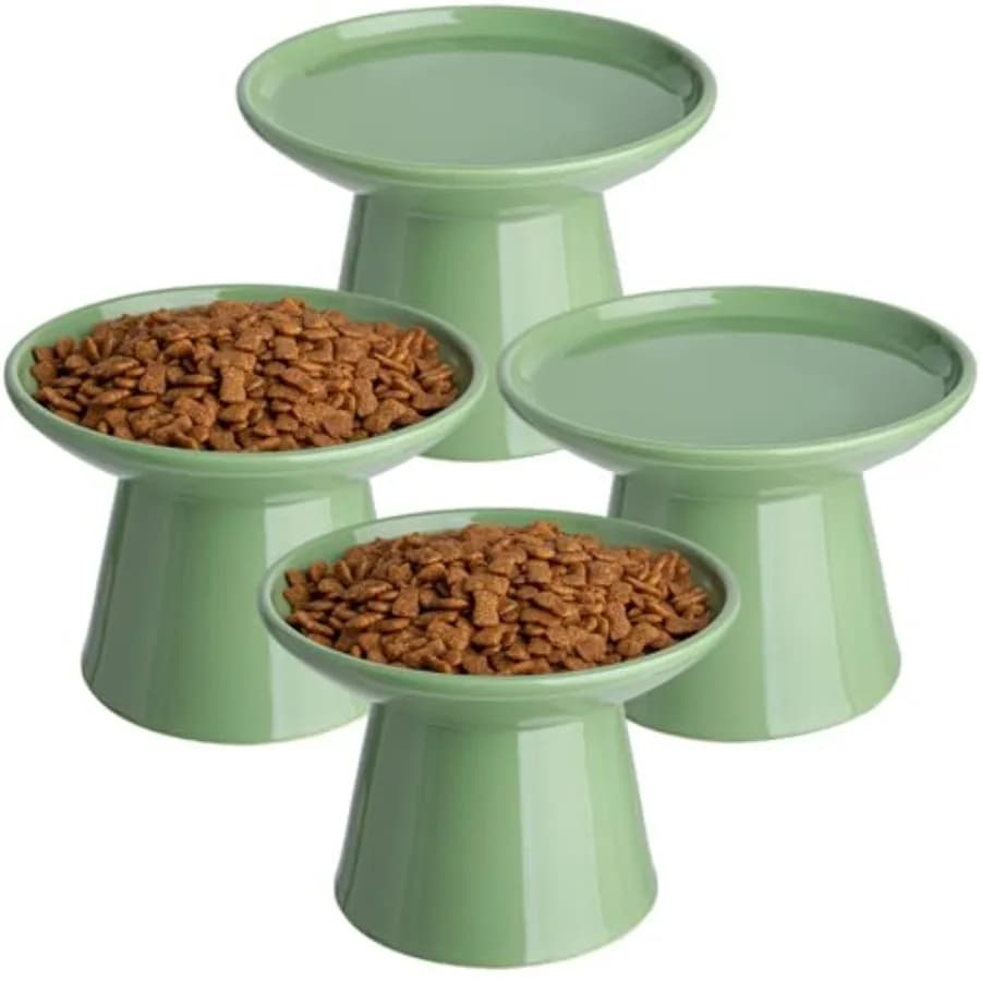 Set di Ciotole Rialzate in Ceramica Extra Larghe da 6,2 Pollici per Gatti Anziani e Cani di Piccola Taglia, Design Rialzato per Facilitare l'Alimentazione degli Animali Domestici