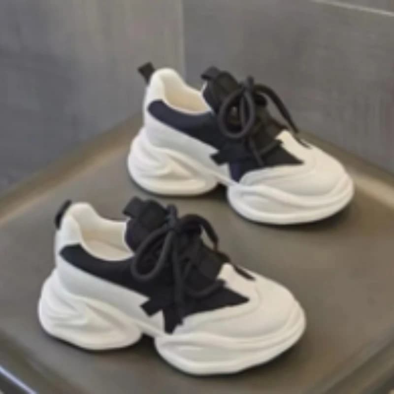 Scarpe da ginnastica con plateau per donna Scarpe da corsa stringate bianche alla moda Scarpe sportive robuste comode e comode con punta tonda Zapatos De Mujer