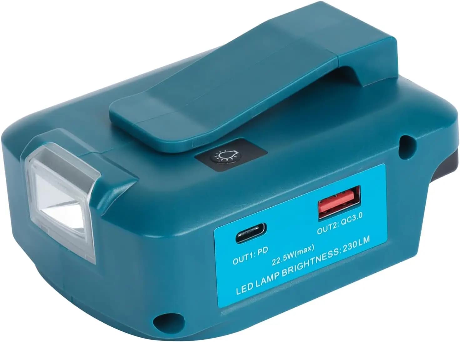 Adattatore batteria per batteria Makita 14,4 V 18 V convertibile in DC 12 V 3 A PD 22,5 W QC3.0 USB flash light