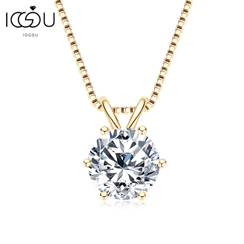 IOGOU 1 Carato D Colore Moissanite Collana con ciondolo con diamanti Reale 925 Sterling Silver Simulato Fidanzamento Collana Moissanite Regalo