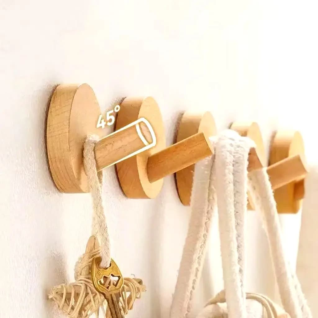 Nordic Wood Clothes Hanger Wall Mounted Coat Hook Decorative Key Holder Hat Scarf Handbag Storage Hanger Bathroom Rack Hook