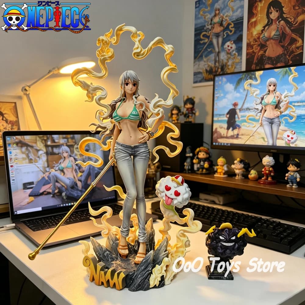 Statuetta Anime One Piece, Figura d'Azione Nika Nami, Statua in PVC, Ornamento da Scrivania, Modellino da Collezione, Regalo, 30cm/11.81in