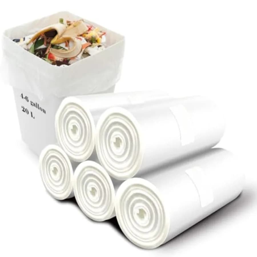 Small Garbage Bags 4 Gallon - Compost Bags, Kitchen Biodegradable Compostable Bin Liners Plastic White Bathroom Liners Organic