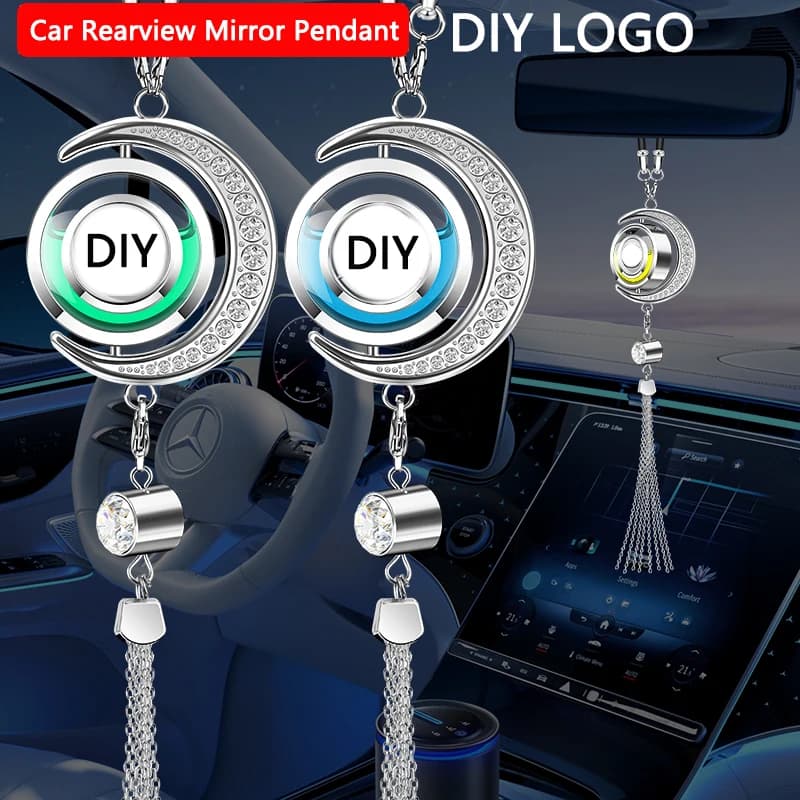 Perfume pendant for car Lunar Logo Deodorant for environments Rear Mirror Scent Pendant Empty bottle in metal lace Interior decoration