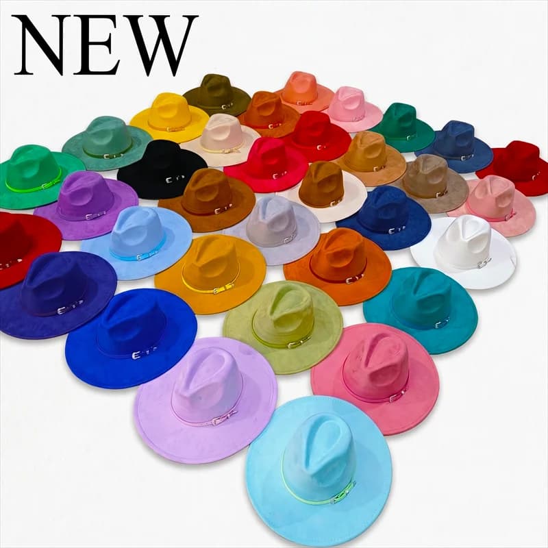 CAP 39 Colors Suede 9.5cm Wide Brim Fedora Hat Men's and Women's Autumn/Winter Felt Jazz Hat Classic Suede Fedoras Cap Sombrero