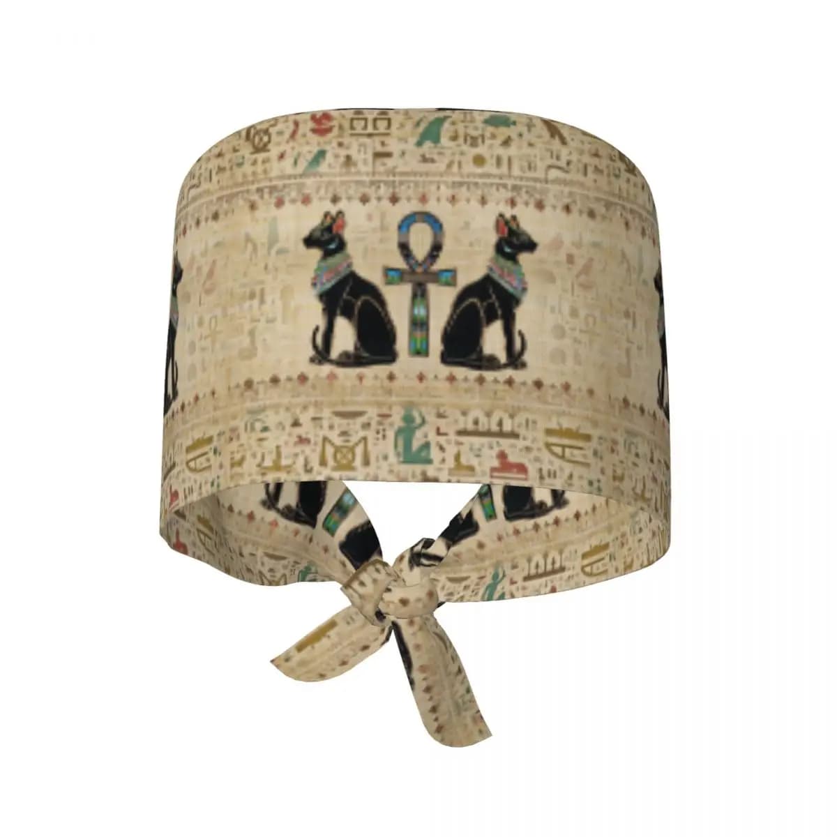 Cappello Chirurgico Egiziano con Gatti e Croce Ankh, Berretto da Lavoro per Medici, Cappello Regolabile per Infermieri Uomo Donna, per Dentisti