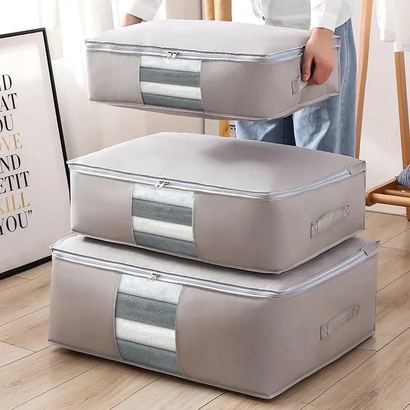 Large Capacity Quilt Storage Tote Household Closet Organizer Comforter Blanket Garment Travel Luggage Packing Storage Pouch