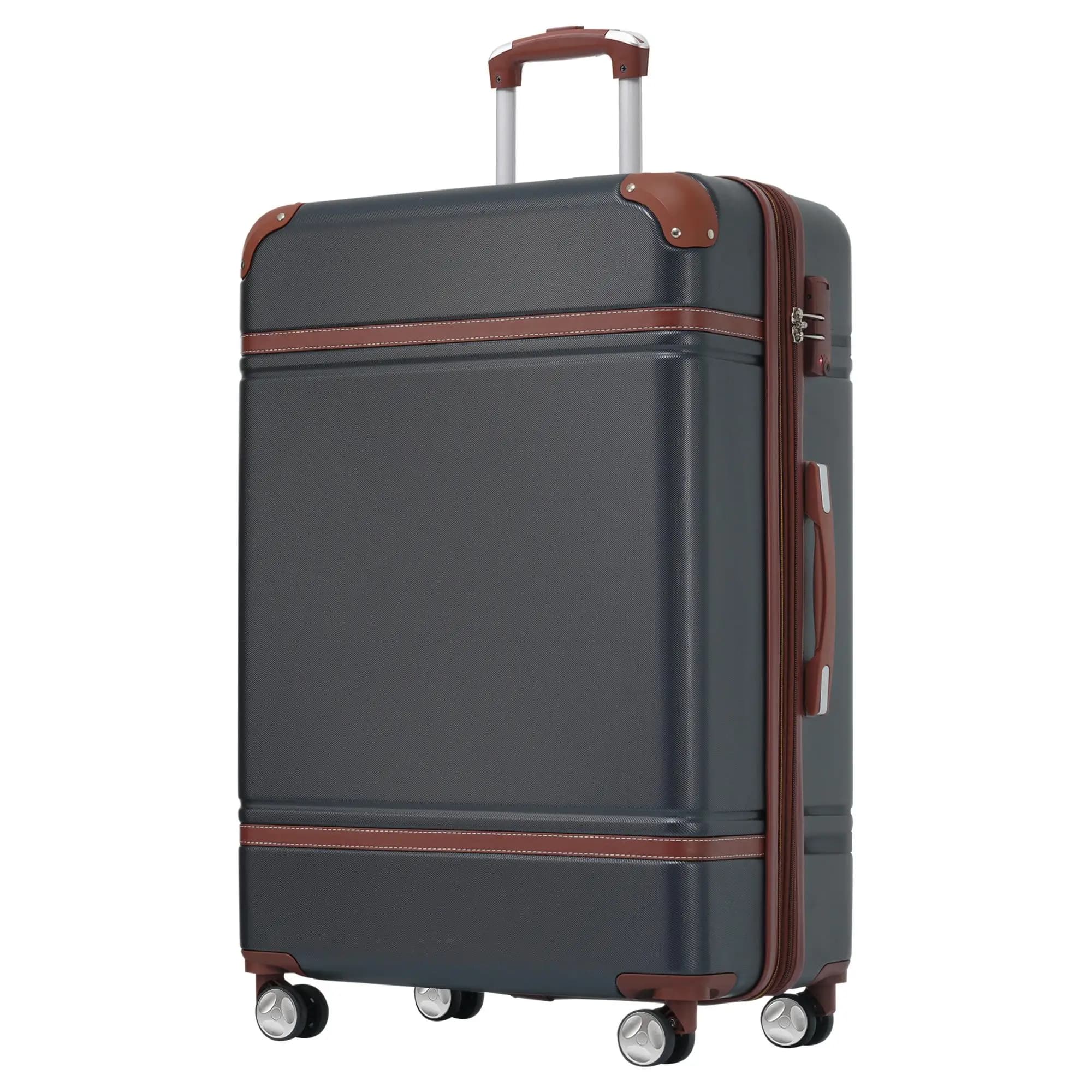 28in Expandable Hardshell Luggage Set ABS Spinner Wheels TSA Lock Travel Duffel Bag Black White