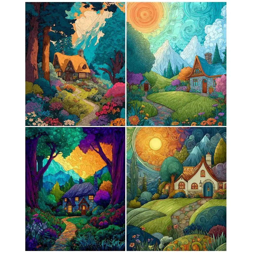 GATYZTORY Painting By Number Kits For Adults Village Handpainted Paintings DIY Frame Picture By Number On Canvas Home Decoration