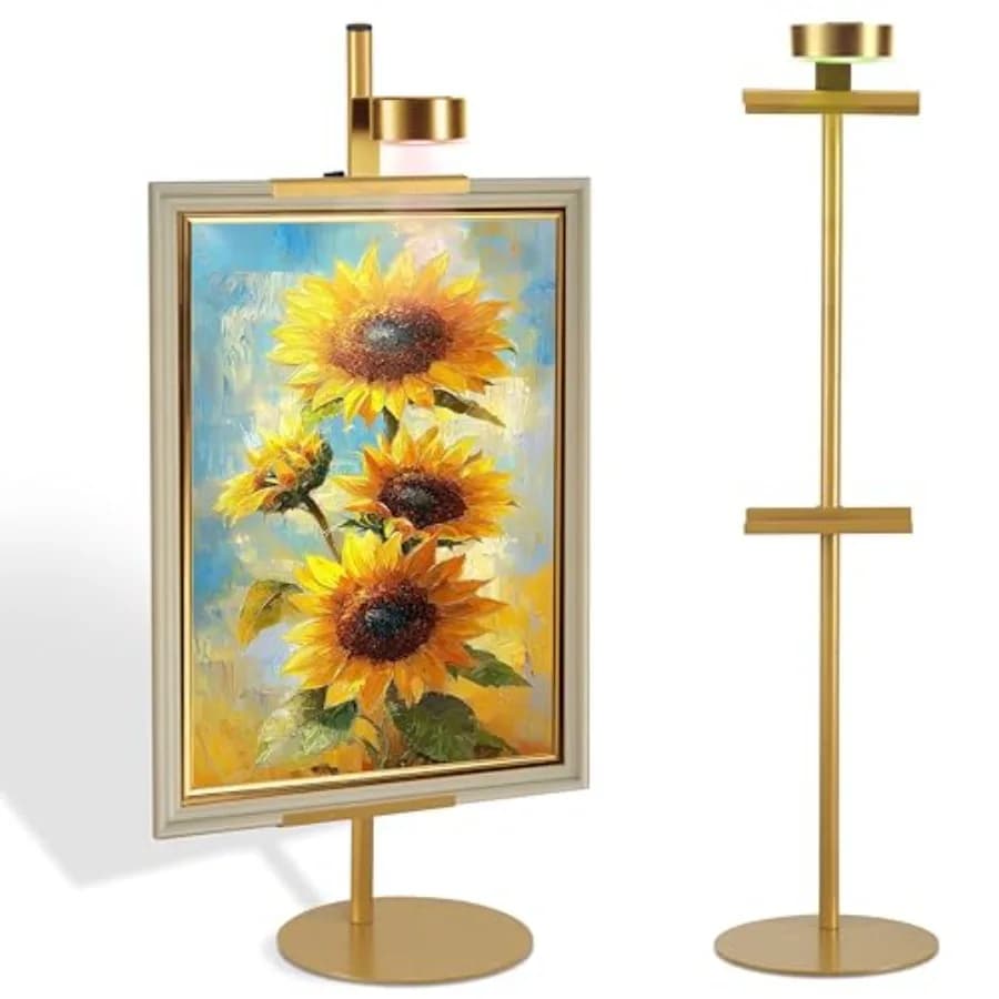 Supporto da Tavolo Regolabile per Cornici con Luce Magnetica per Quadri, Supporta Cornici fino a [dimensione specifica], con Batteria Ricaricabile