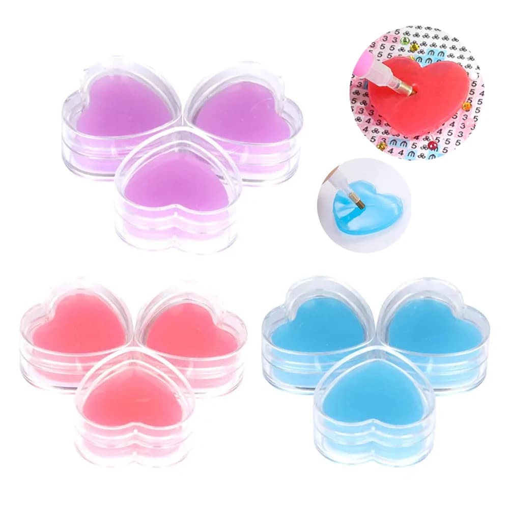 3/6 pezzi a forma di cuore pittura diamante colla argilla diamante ricamo punta trapano penna attaccare nail art trapano fango accessorio