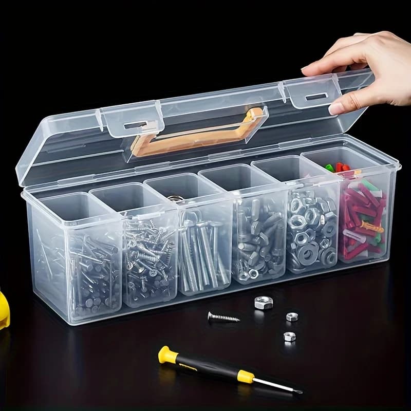 Set di scatole di immagazzinaggio per parti di utensili da 1/7 pezzi, organizer per attrezzi multiscomparto, scatola di raccolta per viti, chiavi, accessori hardware e giocattoli