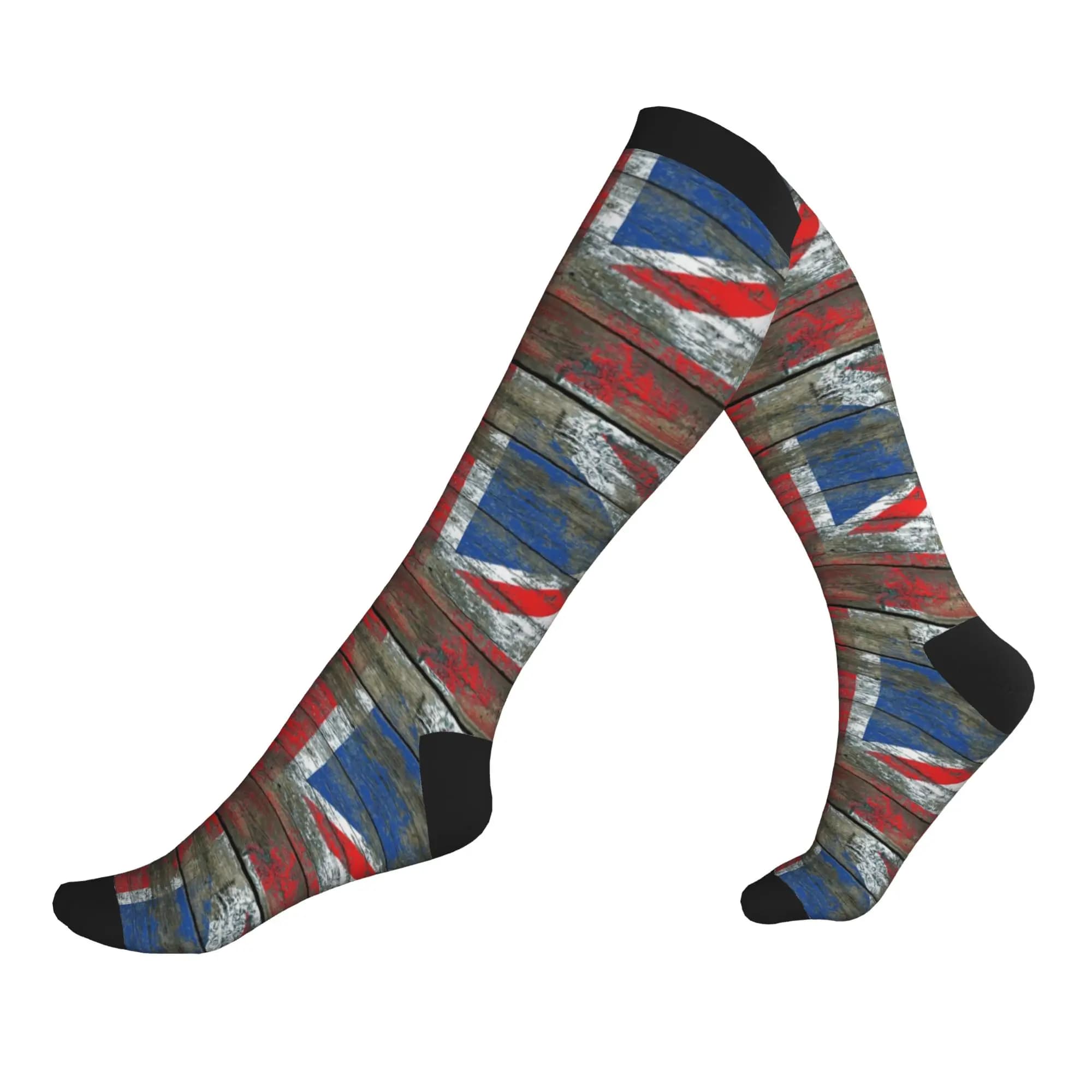 Calzini con bandiera del Regno Unito, calzini con bandiera del Regno Unito, calzini con bandiera della Gran Bretagna, calzini con bandiera britannica, calzini sportivi da donna, calzini caldi alla moda, calzini sportivi a compressione