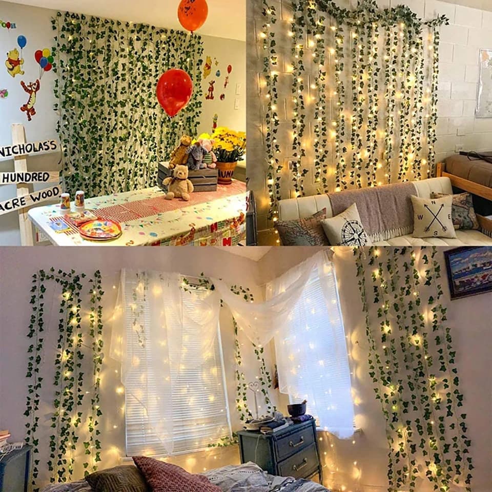 2M/5M/10M 100LED Foglia a batteria Ivy Vine LED Fata Luci Della Stringa Lampada Della Ghirlanda per l'arredamento della festa nuziale di Natale all'aperto