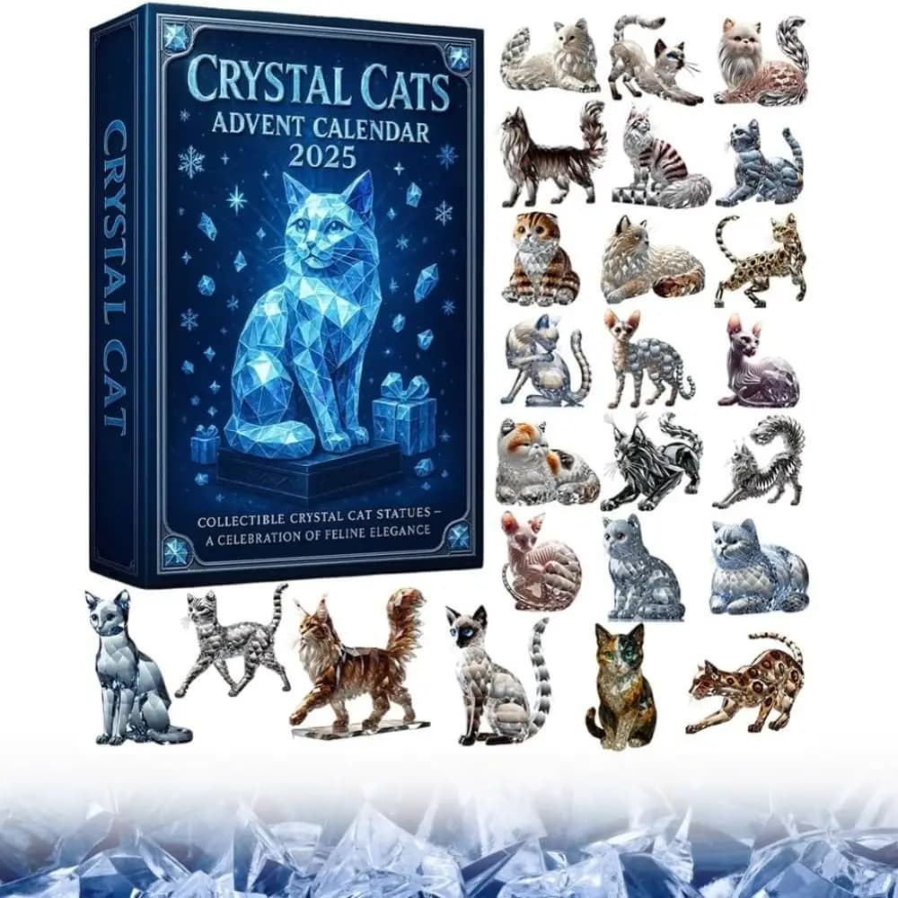 con mini figure di gattini Gatto di cristallo Calendario dell'Avvento di Natale Design acrilico 2D Decorazione dell'albero di Natale