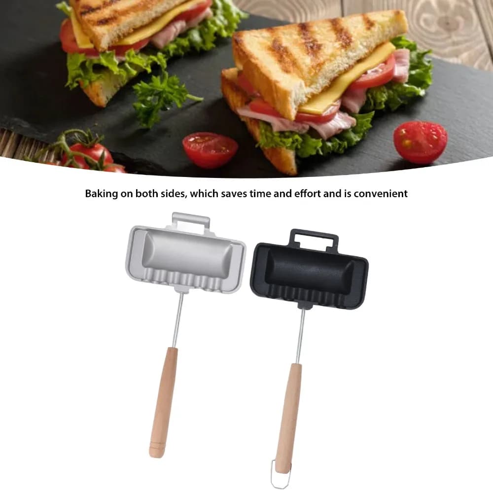 Aluminum Alloy Sandwich Frying Pan Nonstick Double Sided Sandwich Maker Durable Compact Bread Crimp Sealing Pan