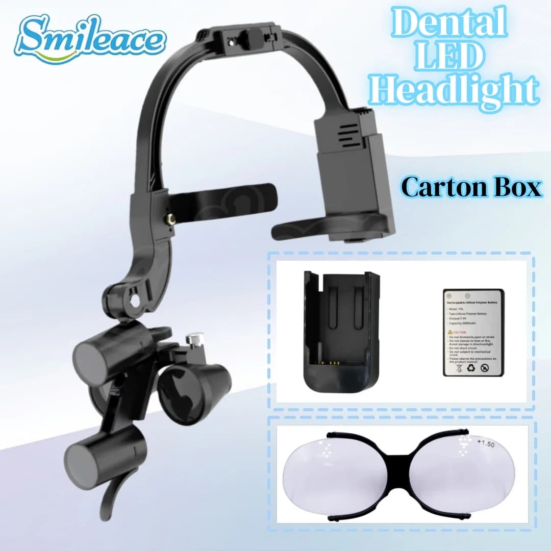 Lampada frontale con ingrandimento per lente dentale binoculare 2.5X 3.5X con faro LED chirurgico a batteria singola per lampada medica per dentista